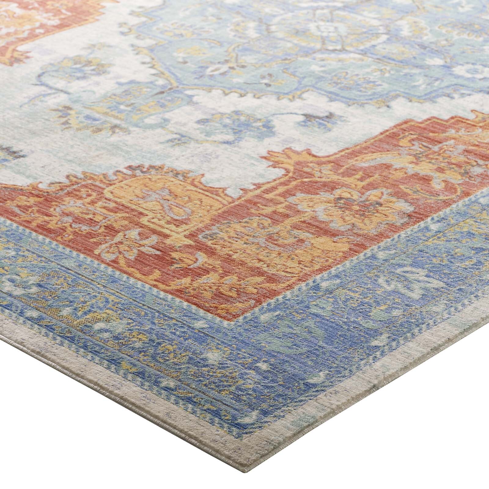 Modway Southwestern Aztec Tribal Distressed Vintage 5×8 Area Rug in Multicolored