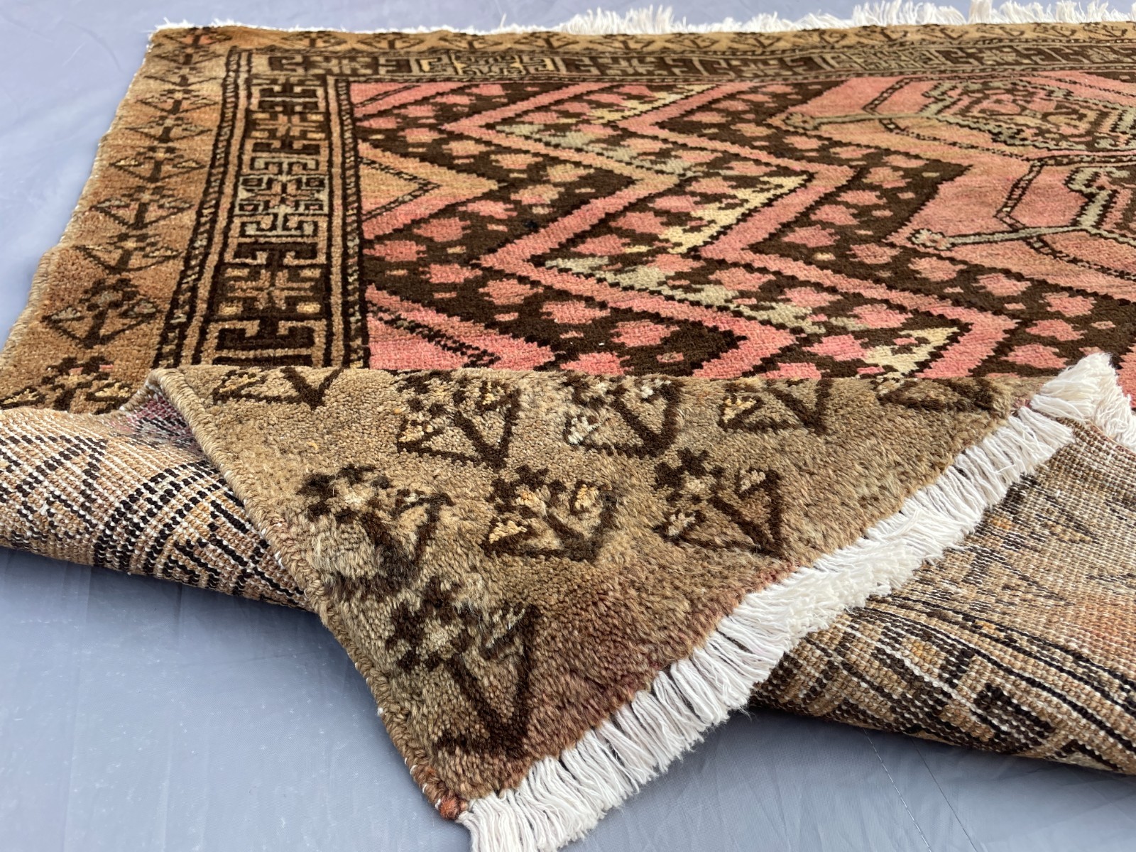 3×5 Terracotta Turkoman Wool Rug Handmade Tribal Medallion Carpet Bohemian Decor