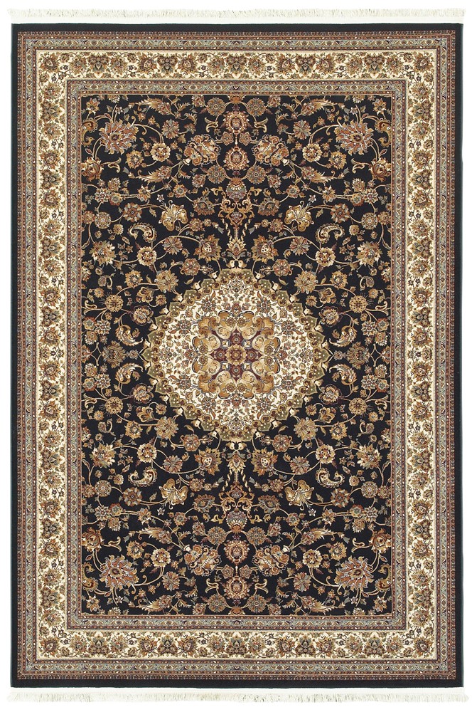 2×10 Sphinx Black Medallion Floral Bordered Runner 033B2 – Aprx 2′ 3″ x 10′