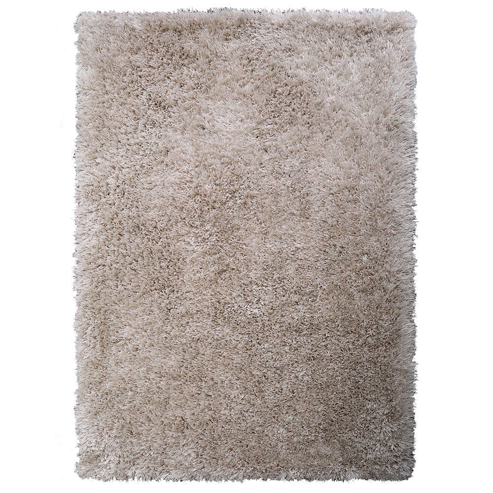 Eco-Friendly Hand Tufted Shag Polyester Area Rug Solid Ivory BBH Homes