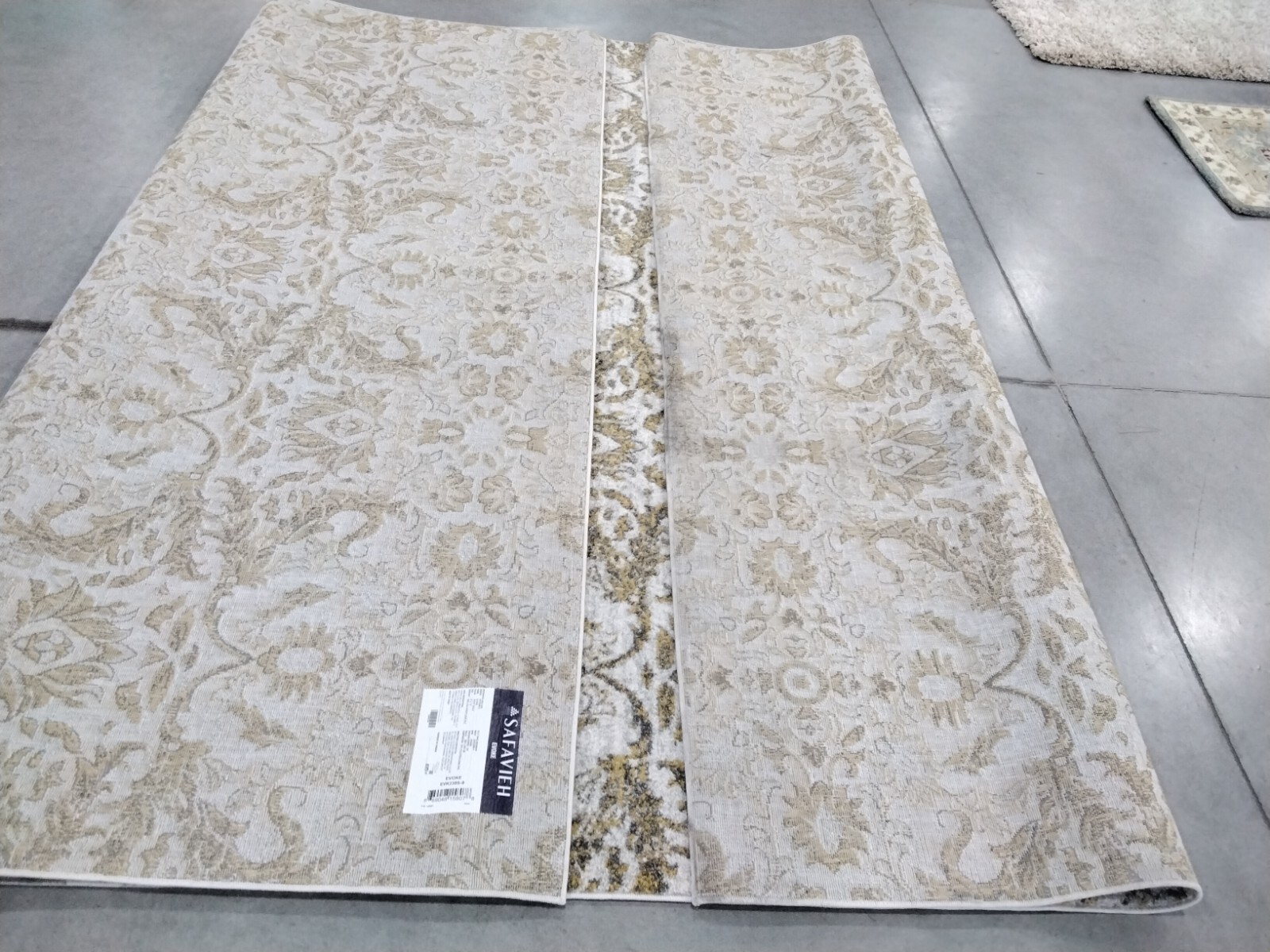 IVORY / GOLD 9′ X 12′ Stained Rug, Reduced Price 1172764847 EVK238S-9