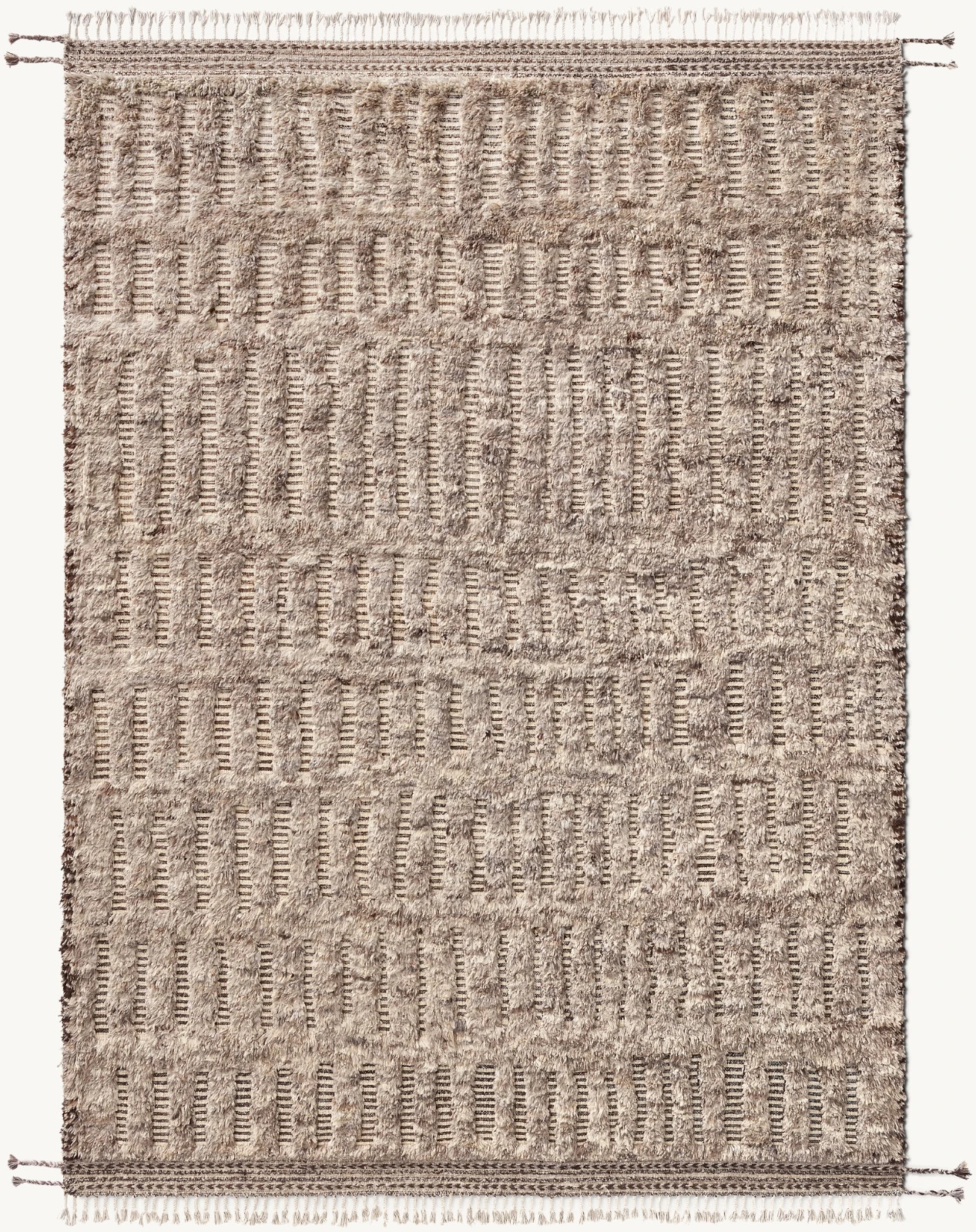 Dashed lines appear hewn into Allali’s plush pile, the meditative grid Moroccan