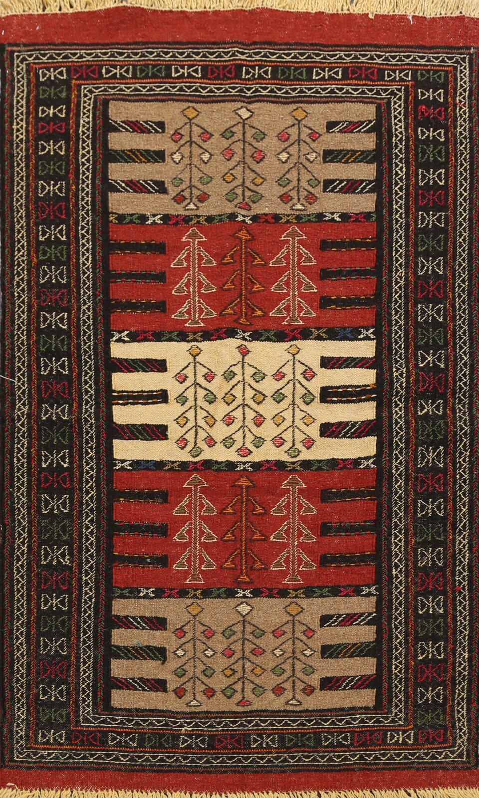 Tribal Sumak Kilim Geometric Hand-Woven Oriental Area Rug Traditional WOOL 4’x6′
