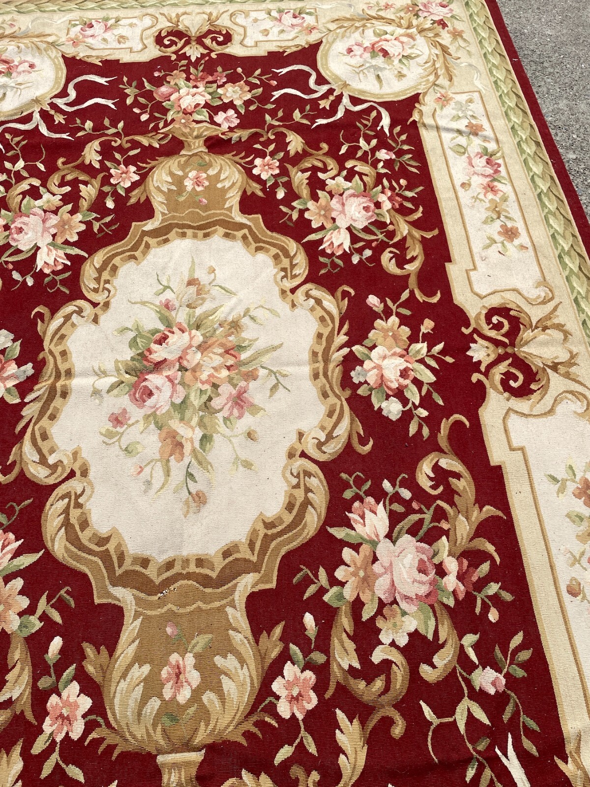Handmade Pierpoint Tapestry/Area Rug w/ Roses, 108″L x 72″W