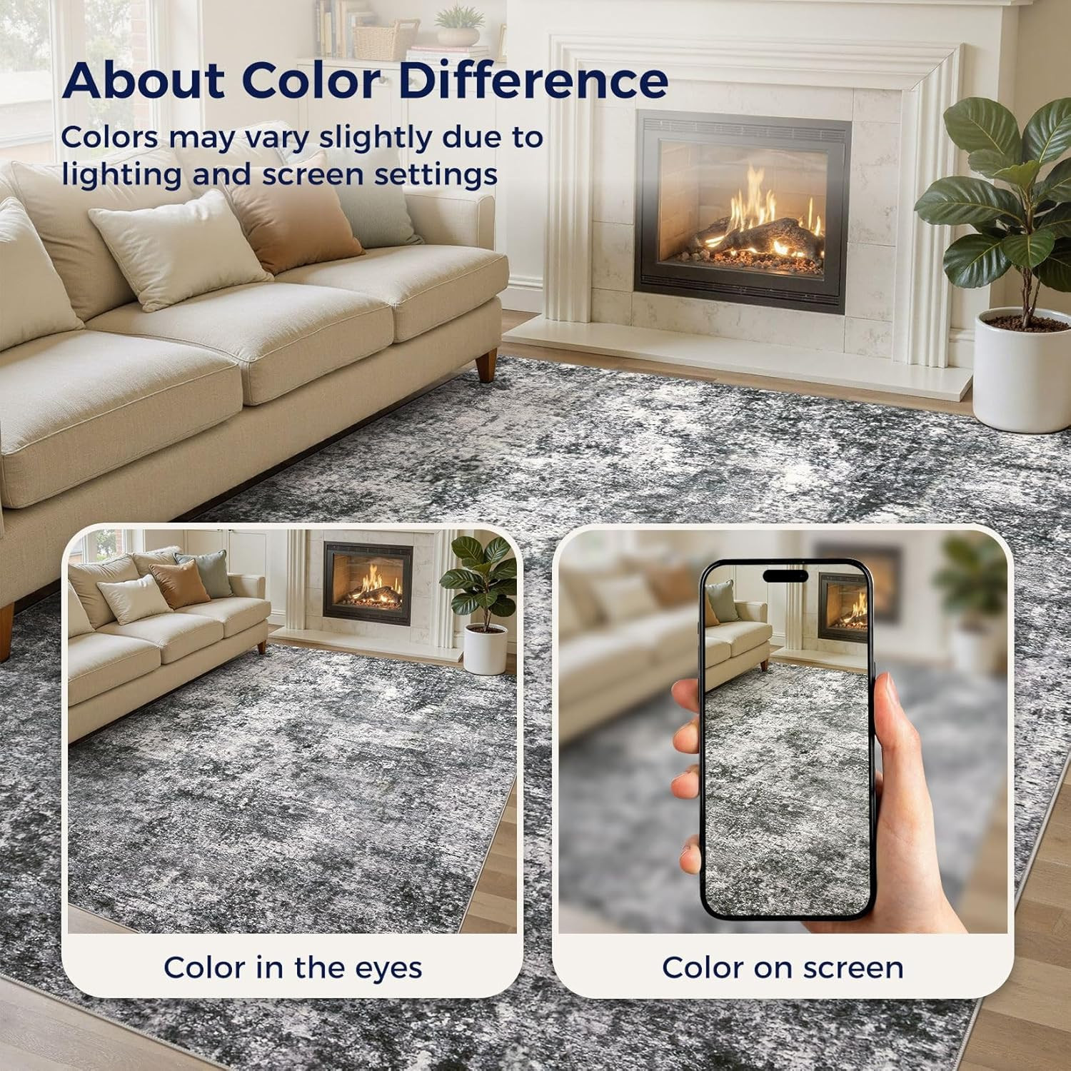 Area Rug Living Room Rugs – 9X12 Large Soft Indoor Neutral Modern Abstract Low P