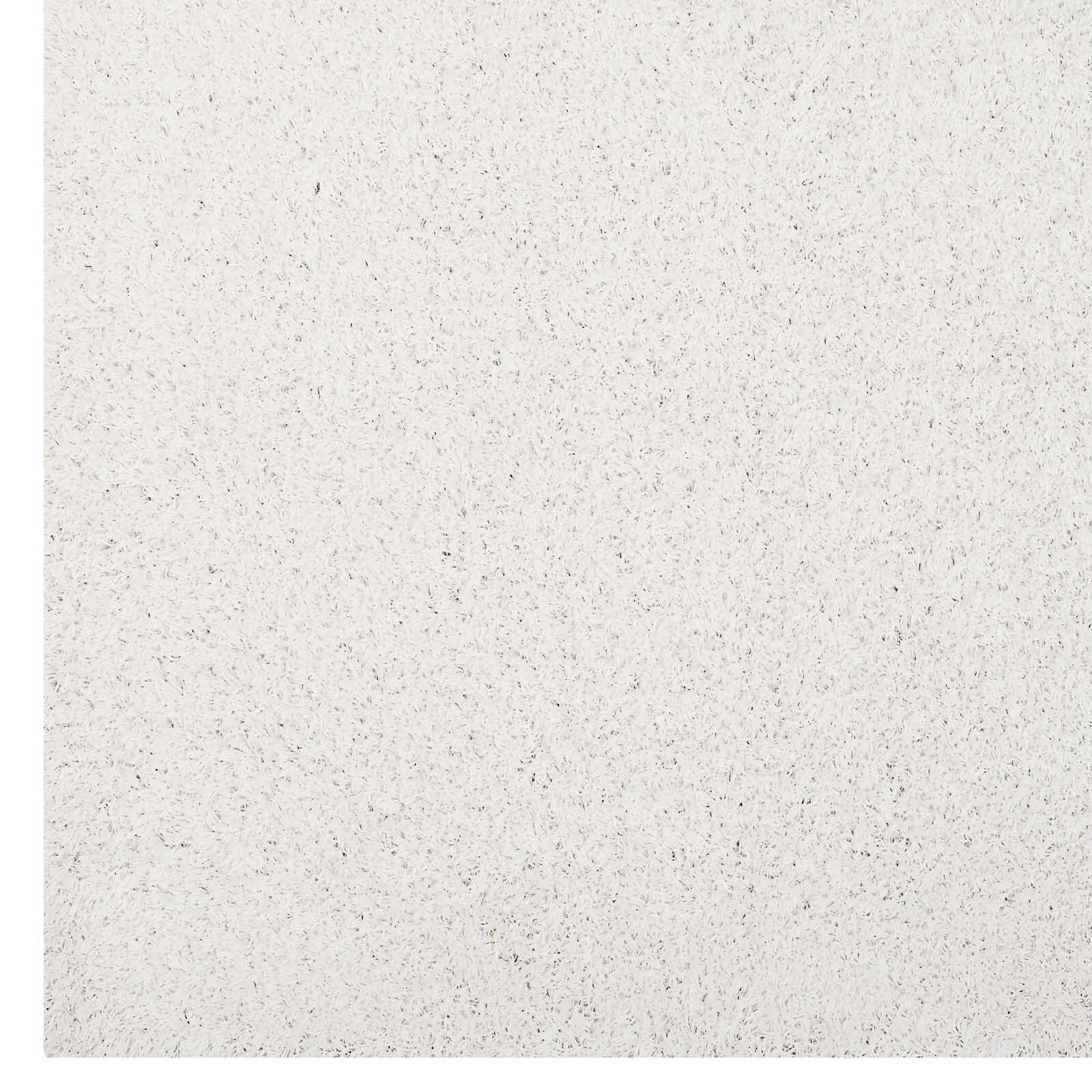 Modway Soft Fluffy Shag 5×8 High Pile Solid Area Rug in Ivory White