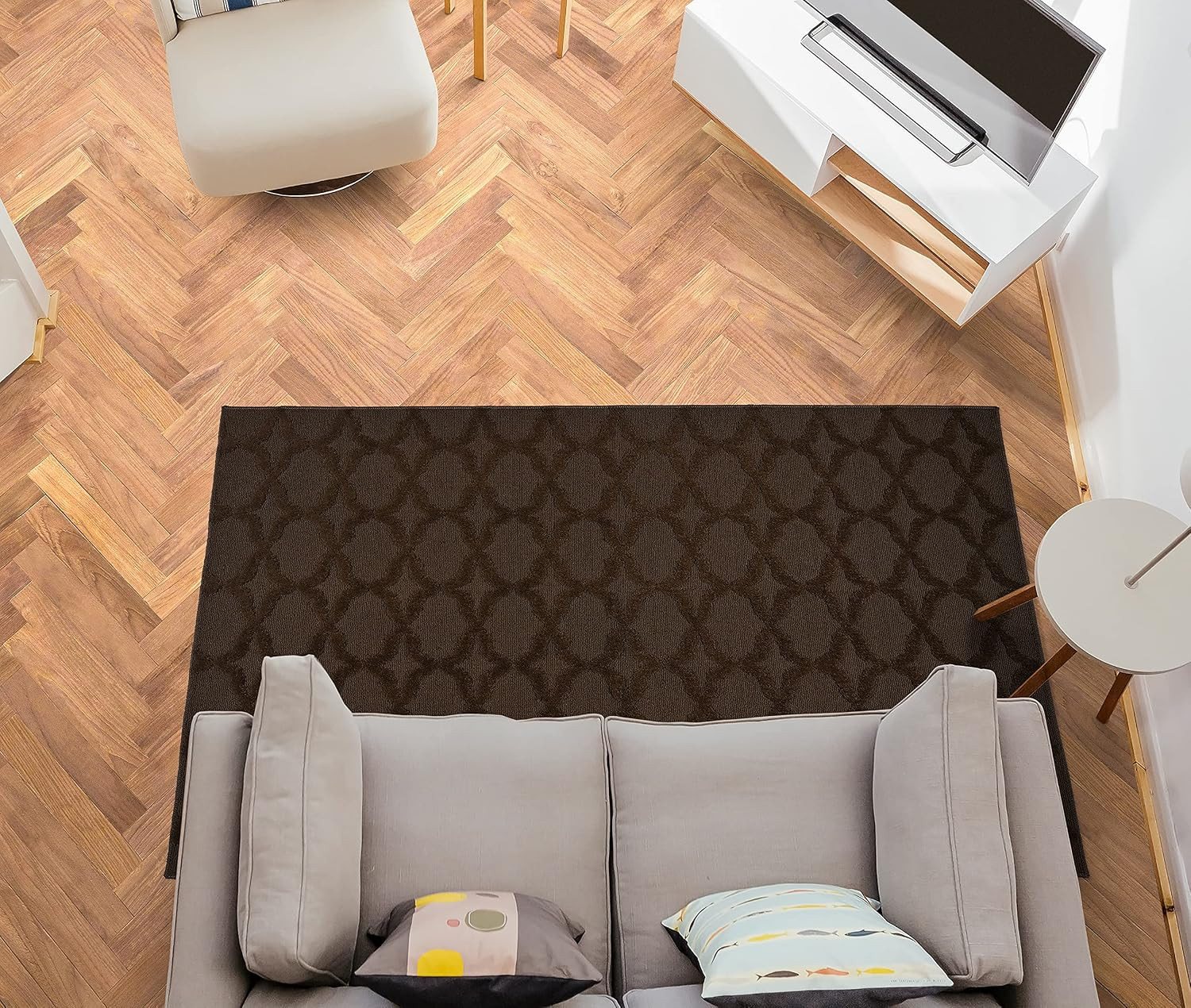 Sparta Non Slip Polypropylene 4 Ft. X 6 Ft. Brown Mocha Area Rug- Ideal for Livi