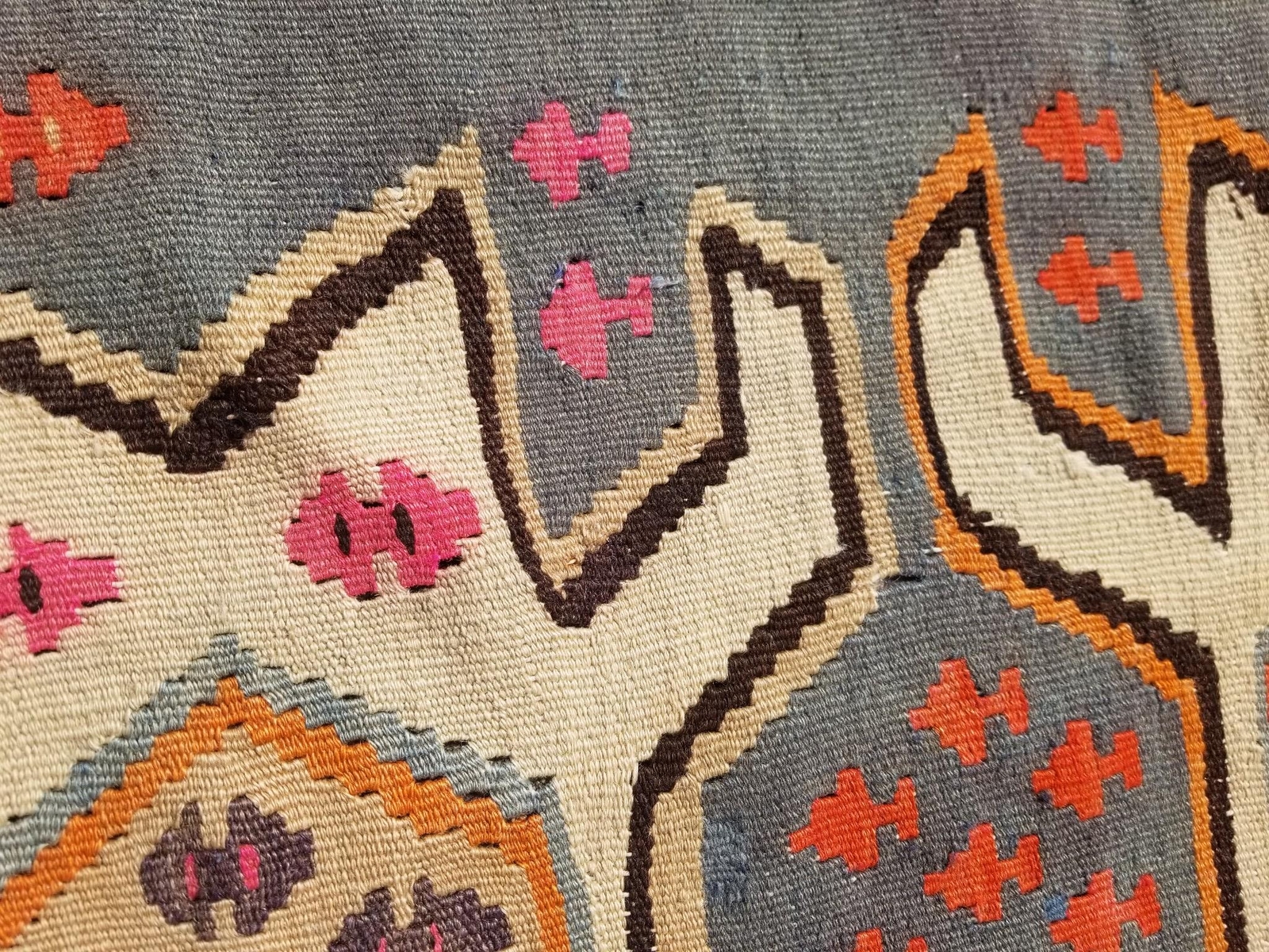 Vintage Traditional Handwoven Turkish Wool Multicolor Kilim Rug 56×36 inches