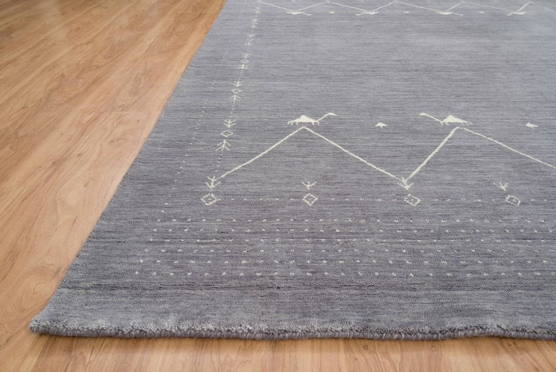 New Hand Knotted Gabeh Modern Look Living Room Area Rug Gray Color Luxurious Rug