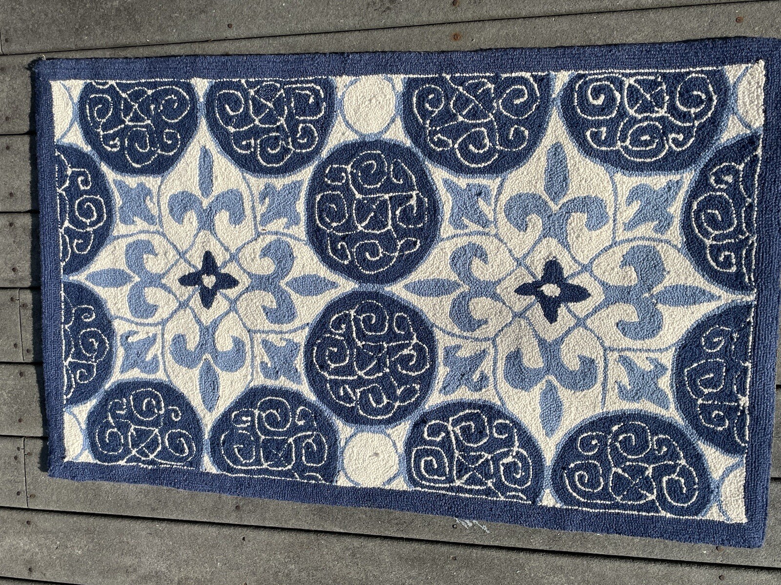 Classic Blue Wool Rug Tufted Rug 30″ x 48″ 4 ft. Entry Foyer Rug Area