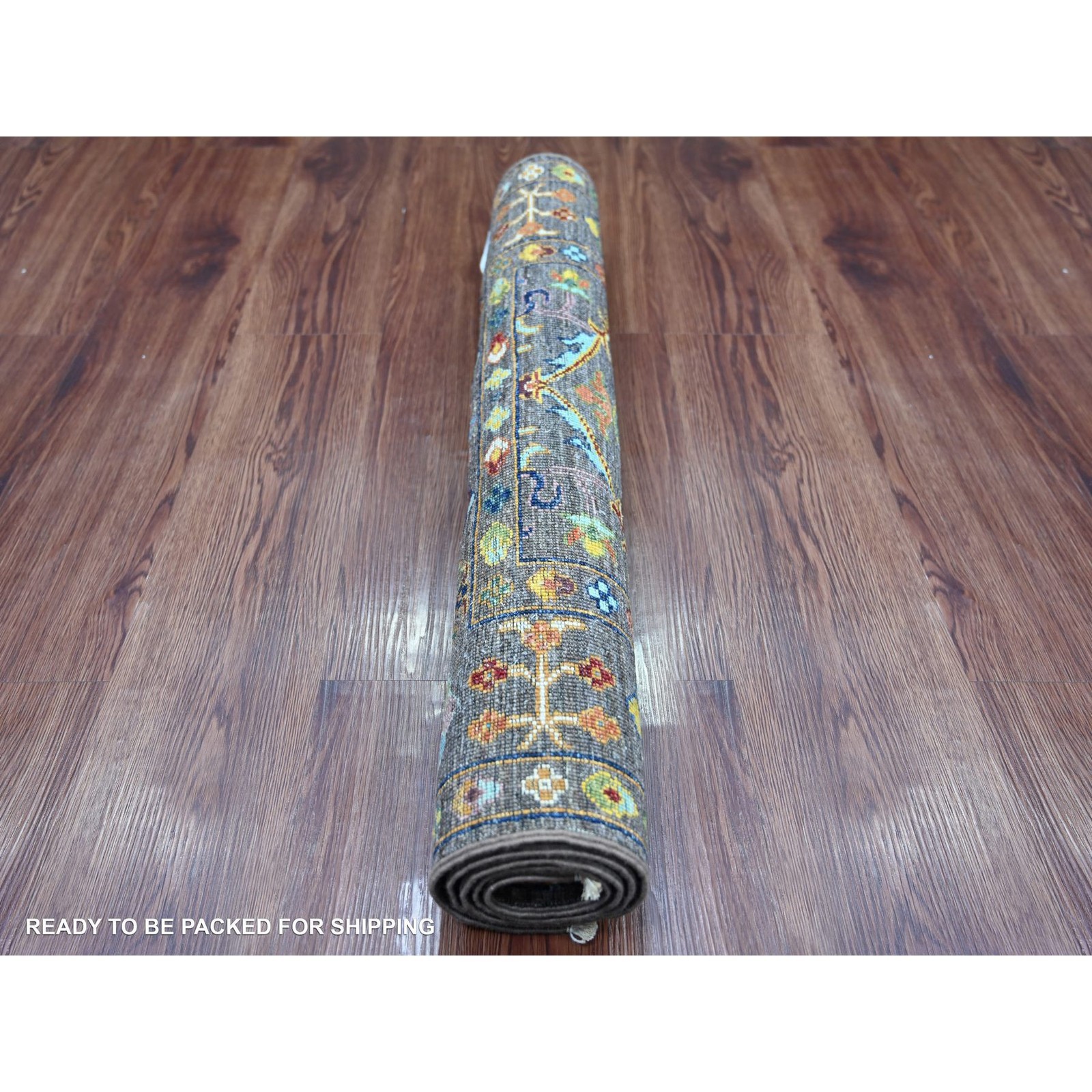 2’8″x4’2″ Gray Hand Knotted Sultani Floral Pattern Wool Sample Mat Rug 21682