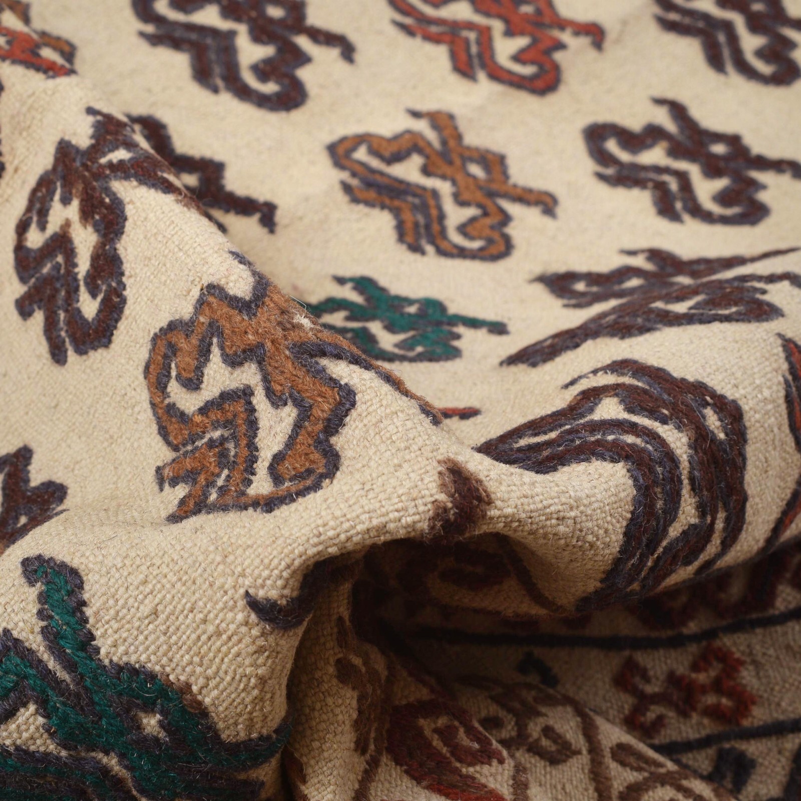 Old Soumak Handmade Oriental Flat Kilim Woolen Afghan Home Rug, 4’5×5’11 ft 2356