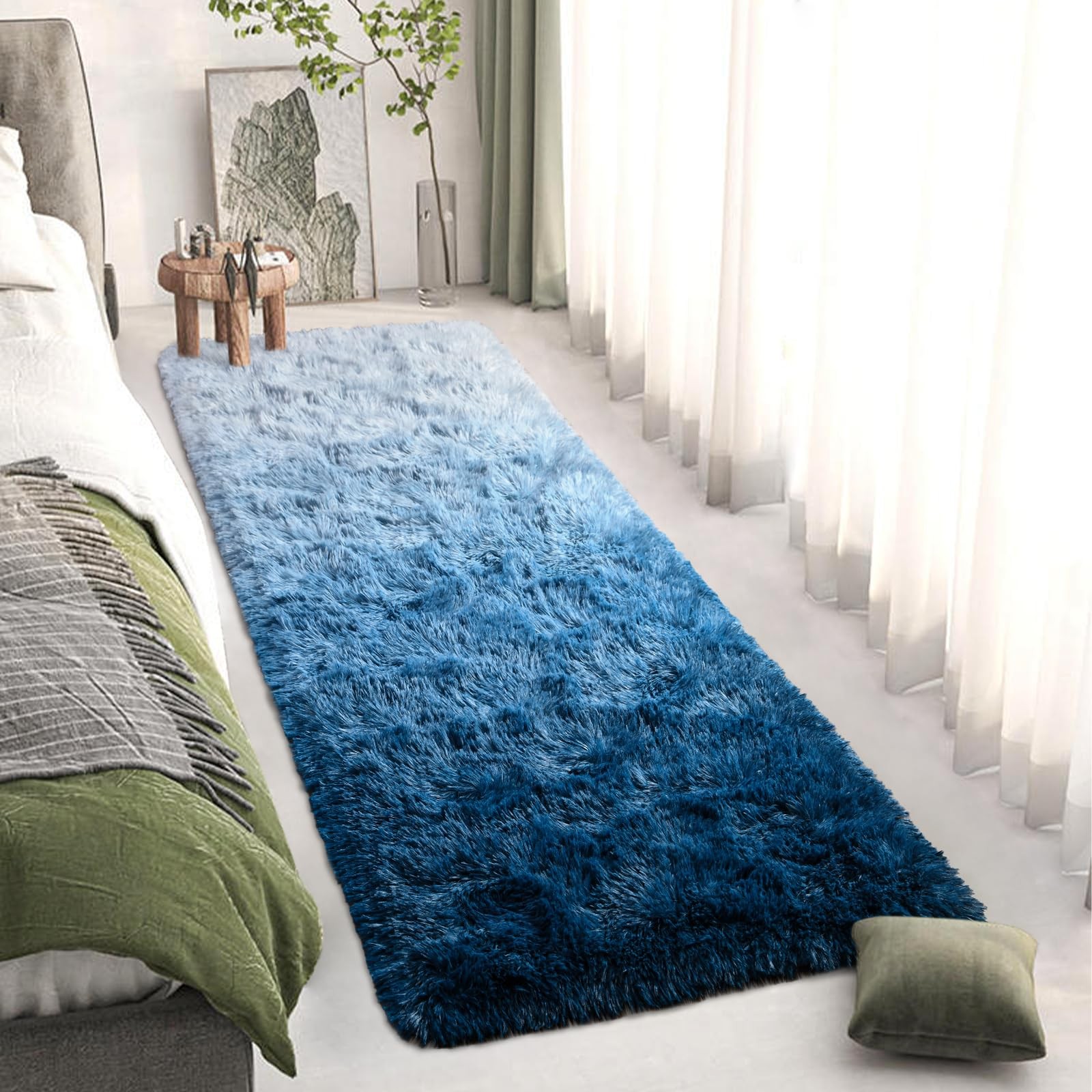 Luxury Shaggy Runner Rugs for Bedroom, 2×6 Feet Fluffy Runners Carpet for Gir…