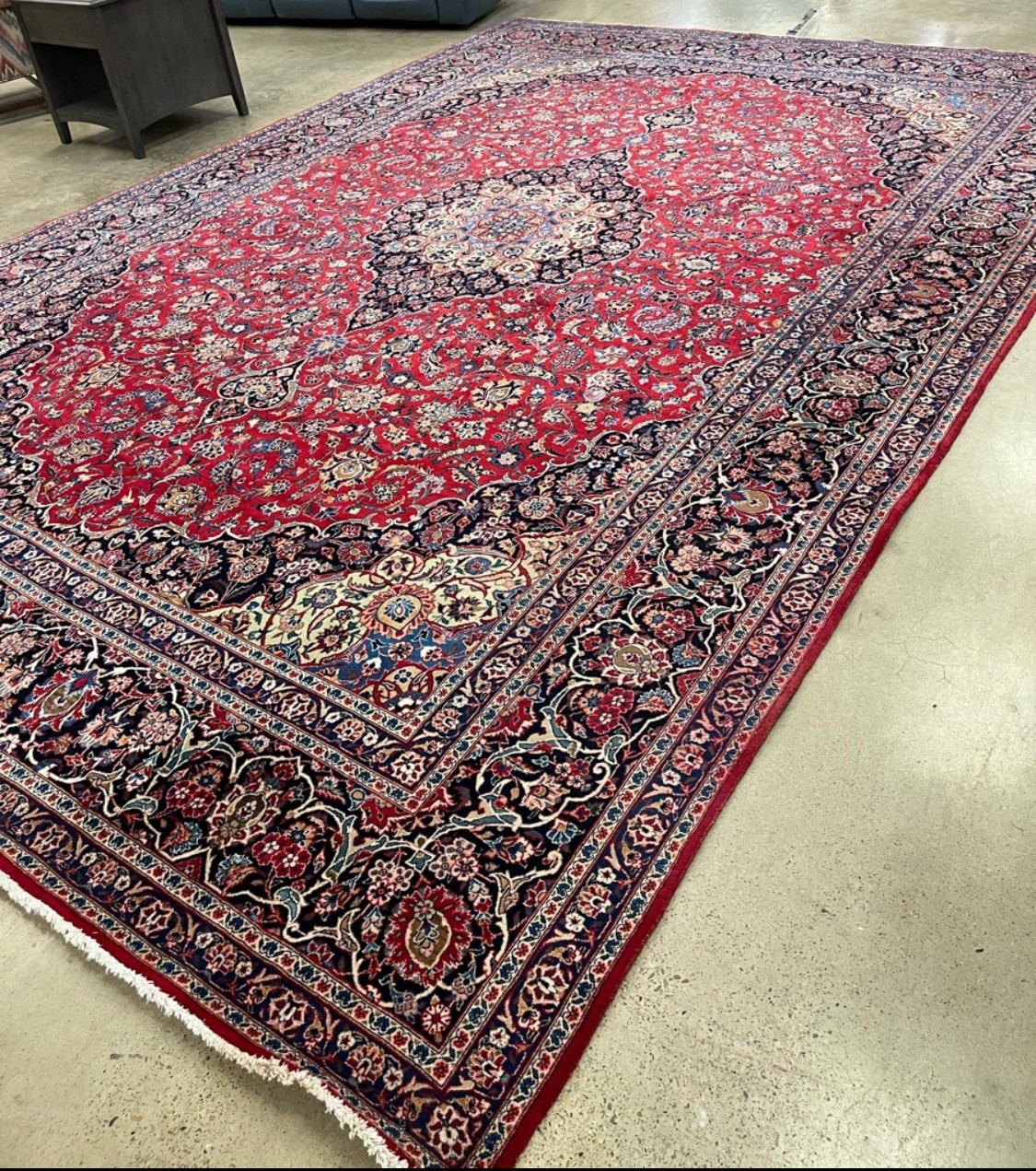 VINTAGE KASAN ORIENTAL HAND KNOTTED RED FLORAL WOOL AREA RUG 11’x16’ $7K VALUE