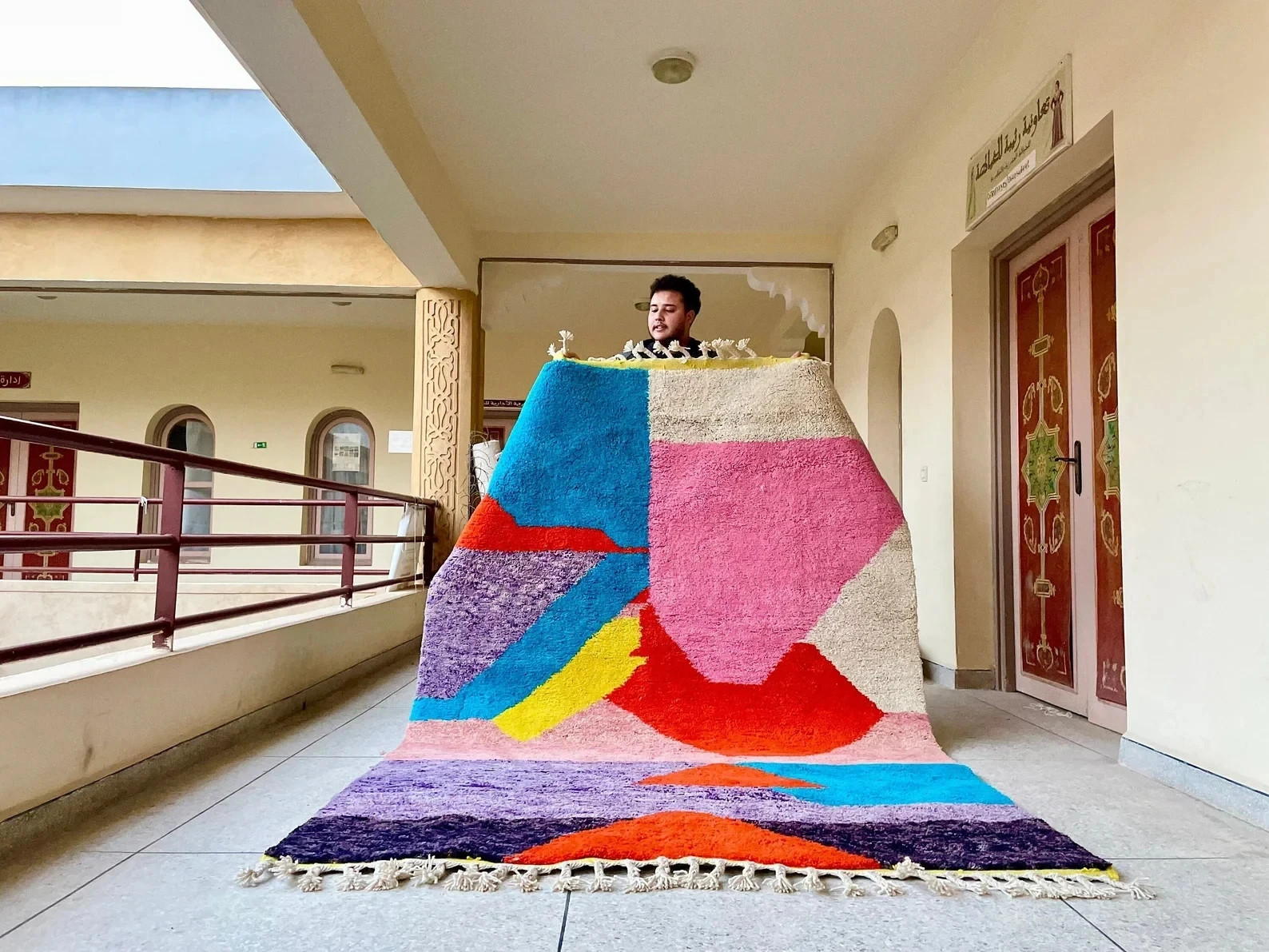 Handmade Moroccan Berber Wool Rug Color Multicolor Luxury Design Carpet Area Rug