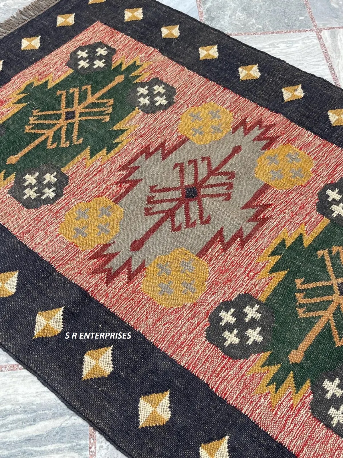 Rectangle Shape Rug Vintage Kilim Native Rug Handwoven Kilim Wool Jute Area Rug