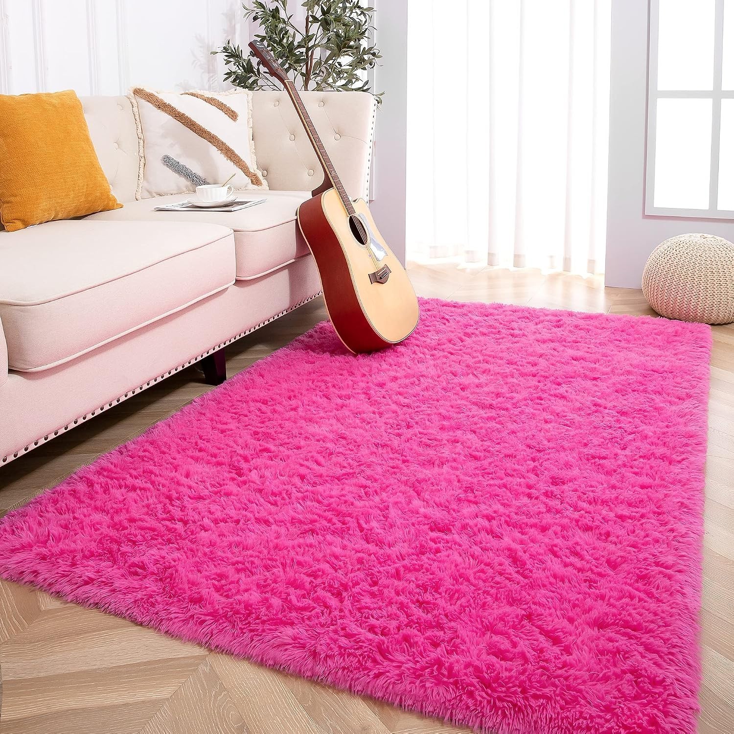 Playful Shaggy Area Rug – Hot Pink | Soft Plush for Kids’ Bedrooms, 2x3ft Size