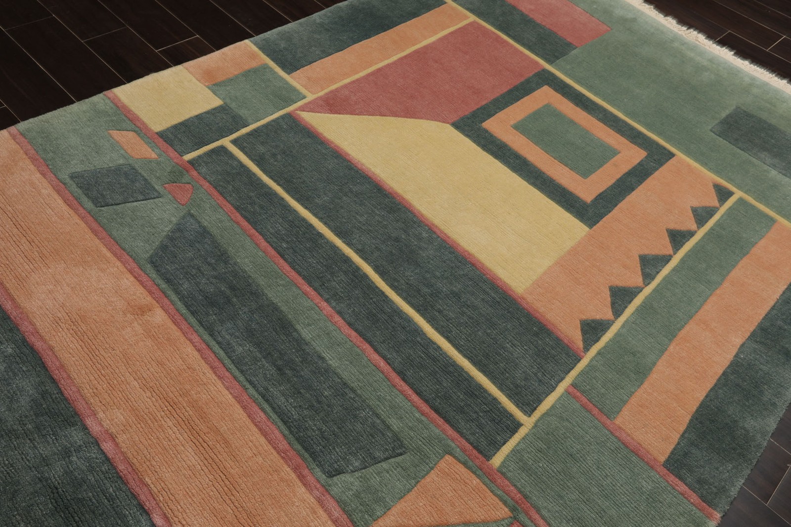 5’10”x8’4” Hand Knotted New Zealand Wool Teal Tibetan Modern Plush Pile Rug