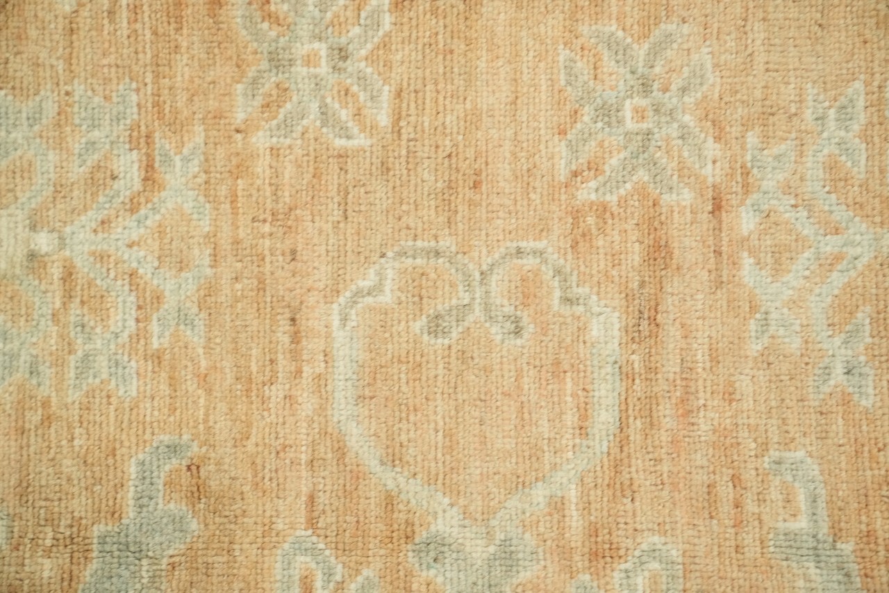 Luxurious Soft Tone Peach & Cream 12×15 Oushak Palace Wool Area Rug