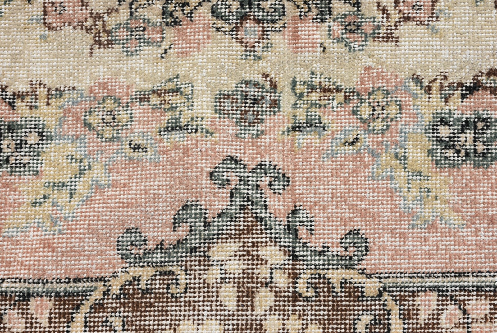 3,7×6,8 ft Rug, Vintage Turkish Rug, Brown Pink Floral Rug