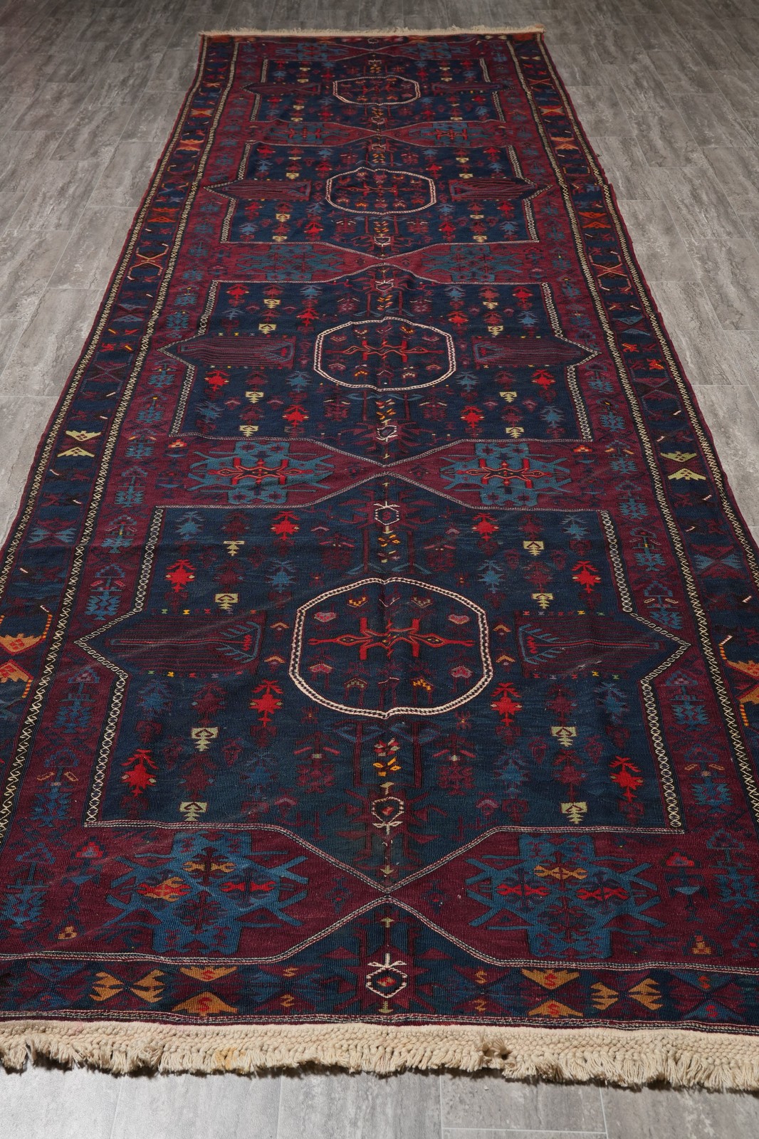5 x 16 Antique Wide Runner Gallery Size Russia Sumaak Flat Weave Rug #PIX-8802