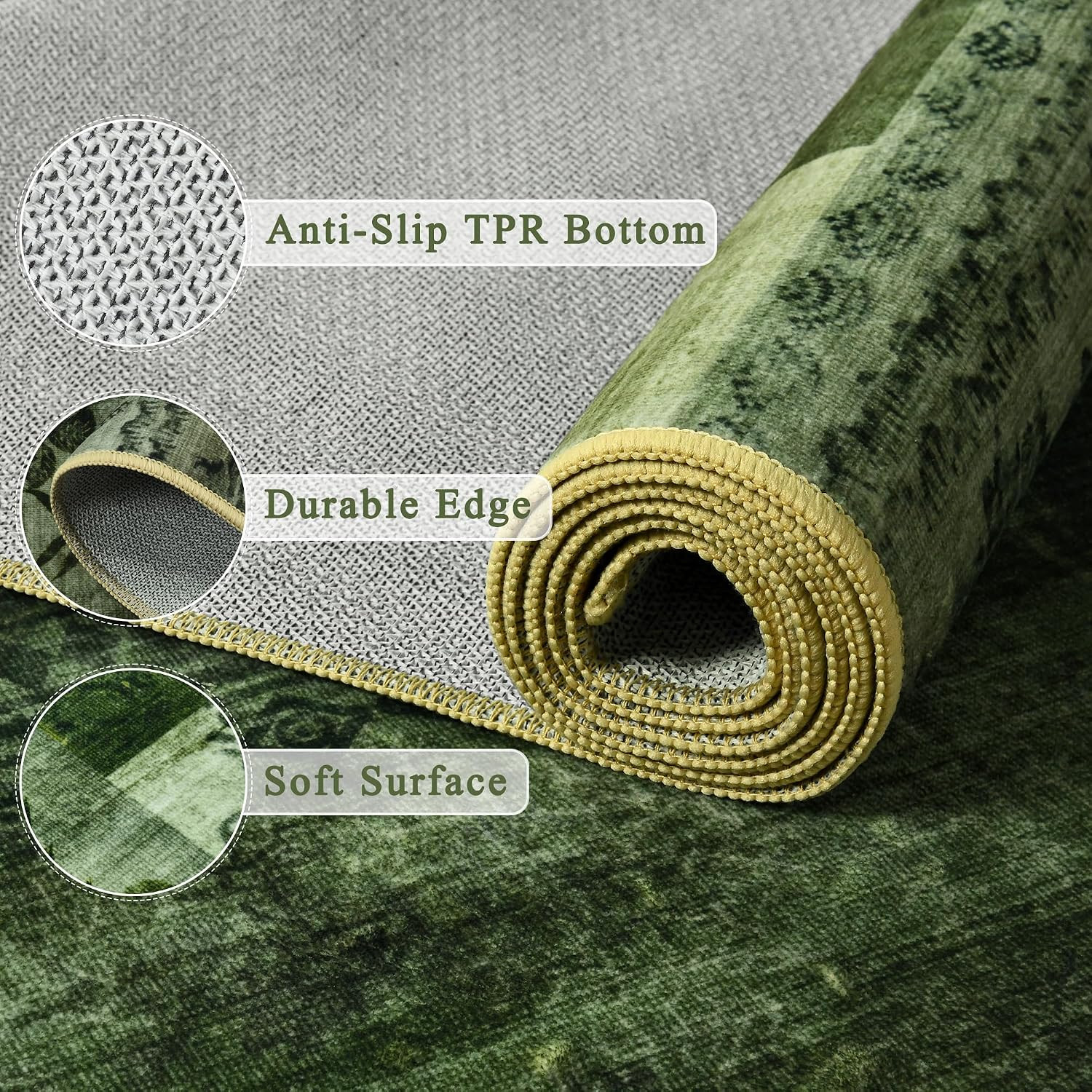 6X9 Green Area Rugs for Living Room, Modern Large Geometric Rug for Bedroom, Was