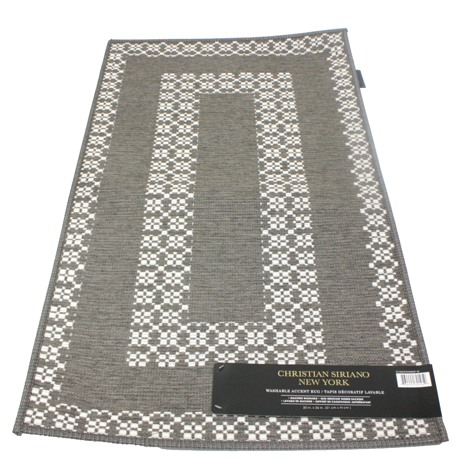 Christian Siriano New York Washable Accent Rug Charcoal Phylli452 20in x 36in