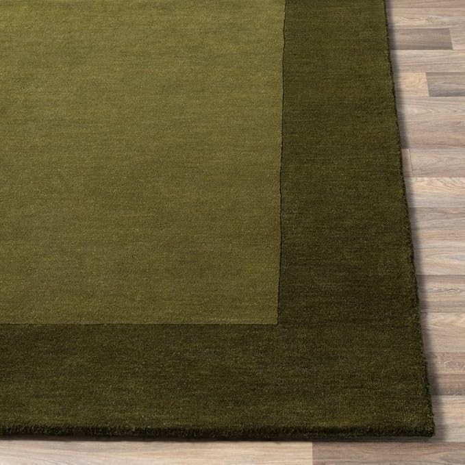 Green Harper Solid Border Modern Hand-Tufted 100% Wool Soft Area Rug Carpet