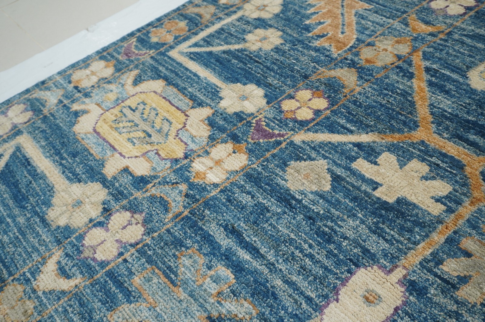 10 x 14 ft Muted Blue Turkish Oushak Hand Knotted Wool Area Rug 9’10″x13’4″