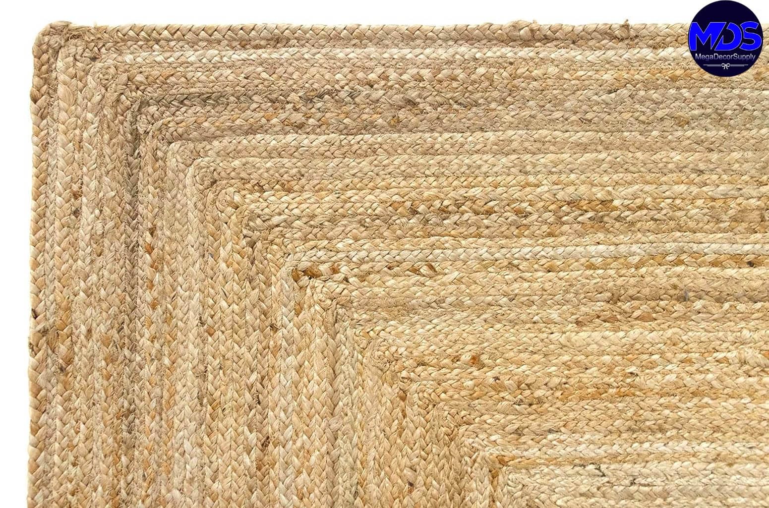 Vds Pack Of 1 Rectangle Hand Woven Braided Jute Area Rug 2X3 Feet Natural