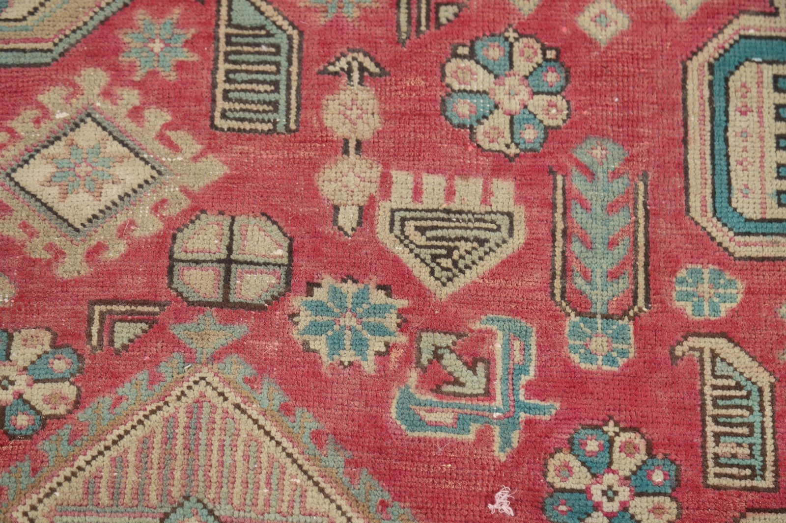 Pink Wool Geometric Tebriz Traditional Handmade Living Room Area Rug 7×10 Carpet