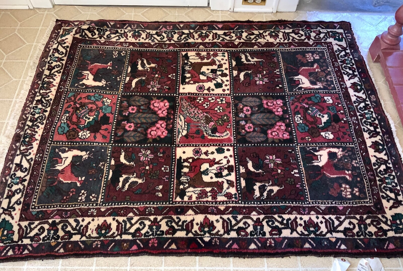 Bakhtiari Panel Garden Design Oriental Rug / 3.10 x 5′ Hand Knotted Wool