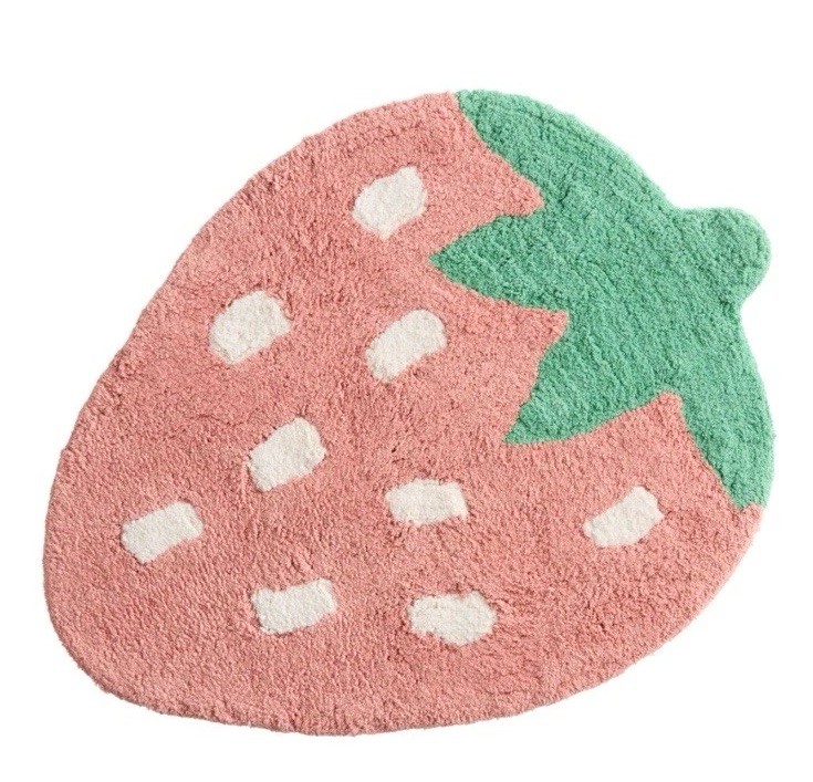 World Market Red Tufted Strawberry Shaped Cotton Bath Mat – 24” x 30” – NEW