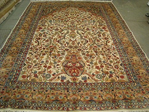 Area Rug Tree of Life Birds Harmony Hand Knotted Wool Silk Carpet (11.2 x 8.0)’