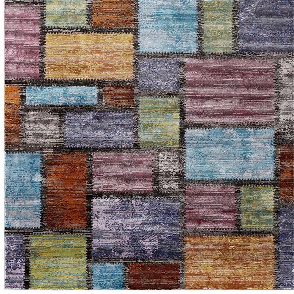 Modway Success 94.5×122″ Nyssa Abstract Geometric Mosaic Area Rug in Multi-Color