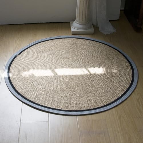 Handwoven Braided Rug, 3 Feet Round Reversible Area Rug, Pet-Friendly Durable