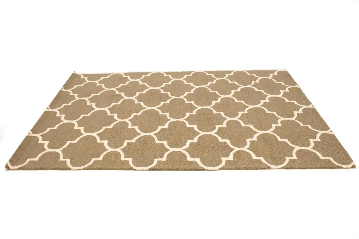 Contemporary Brown Trellis 5X8 Hand-Tufted Modern Area Rug Wool Carpet