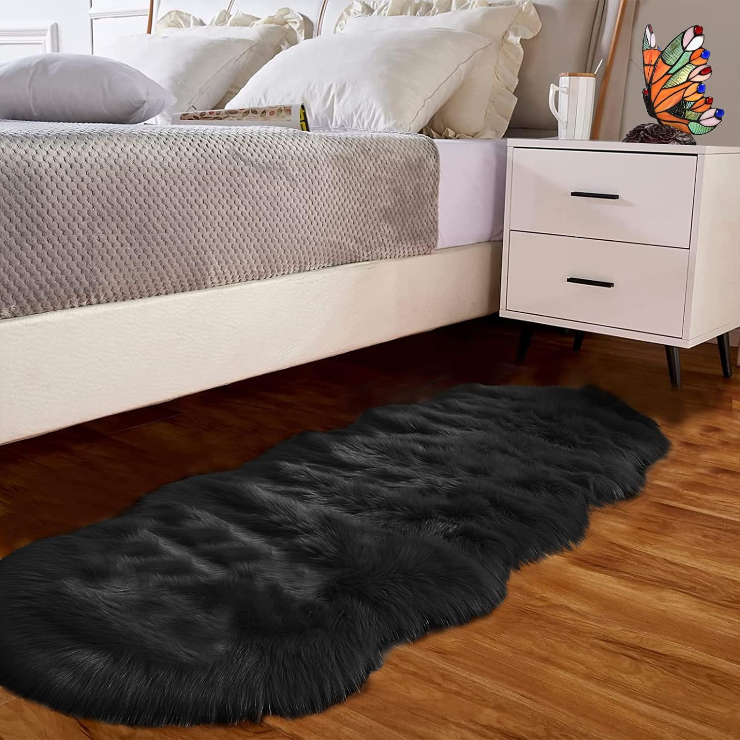 Pink Fur Rug for Bedroom Sheepskin Rug 2X6 Fluffy Runner Rug Dorm Fuzzy Furry Cu
