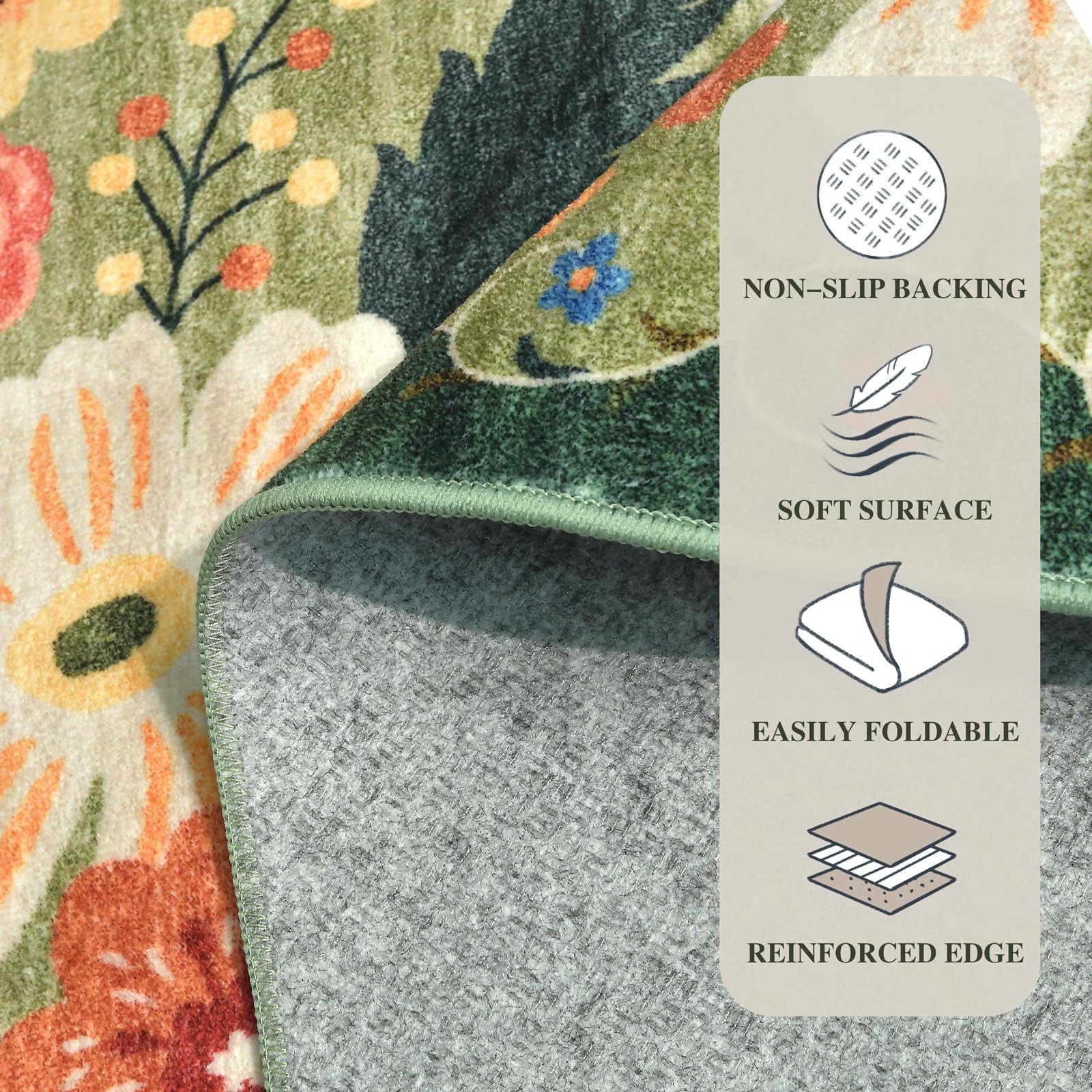 Best 5×7 Washable Area Rug for Living Room, Floral Non-Slip Non-Shedding & Easy