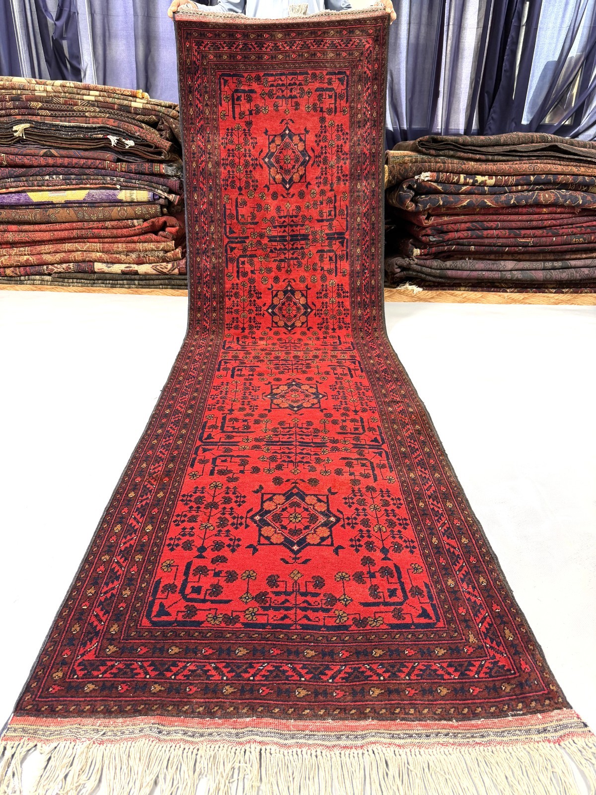 2’8 x 9’9 Ft Vintage Afghan Bokhara Runner Rug Handmade Tribal Red Wool Carpet