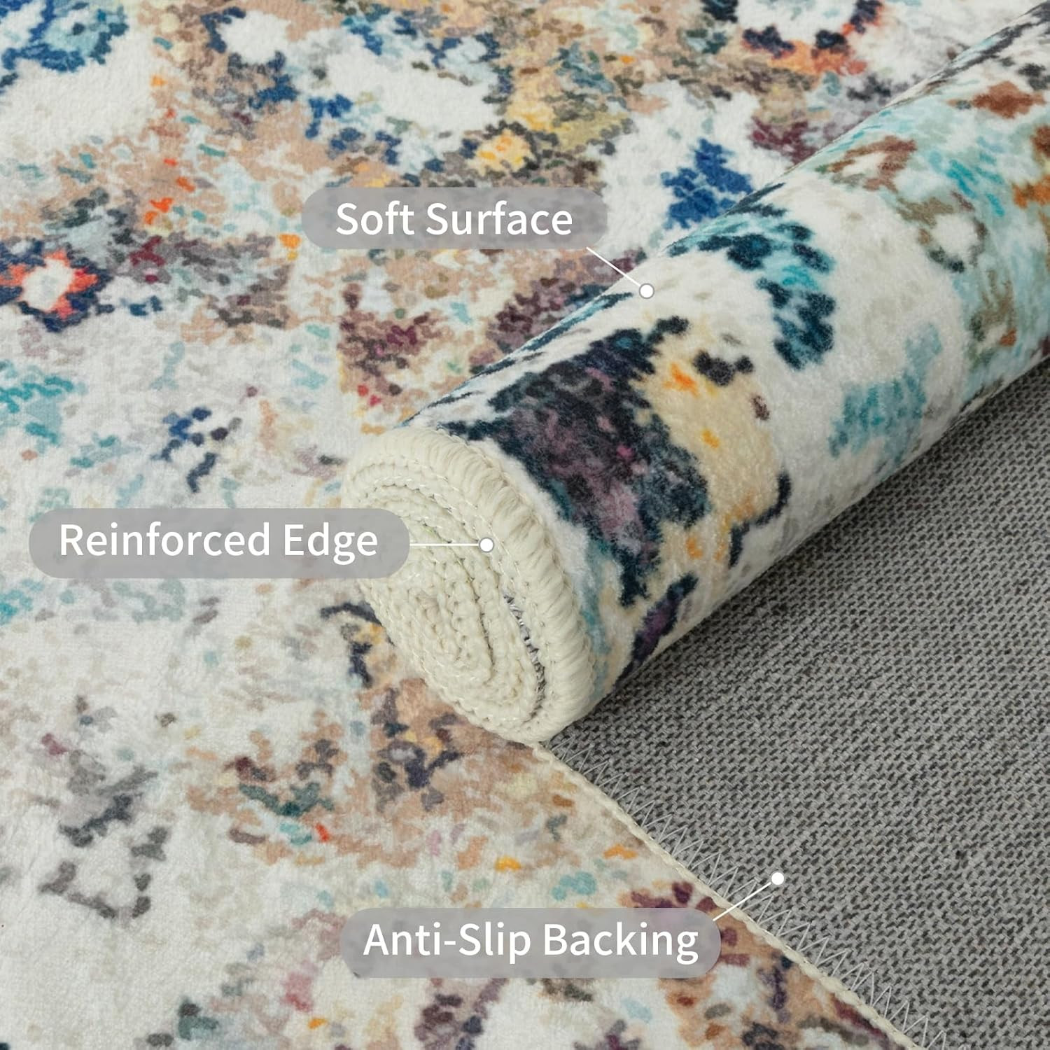 Boho Washable 2×3 Area Rug – Non-Slip Vintage Entryway Mat for Home