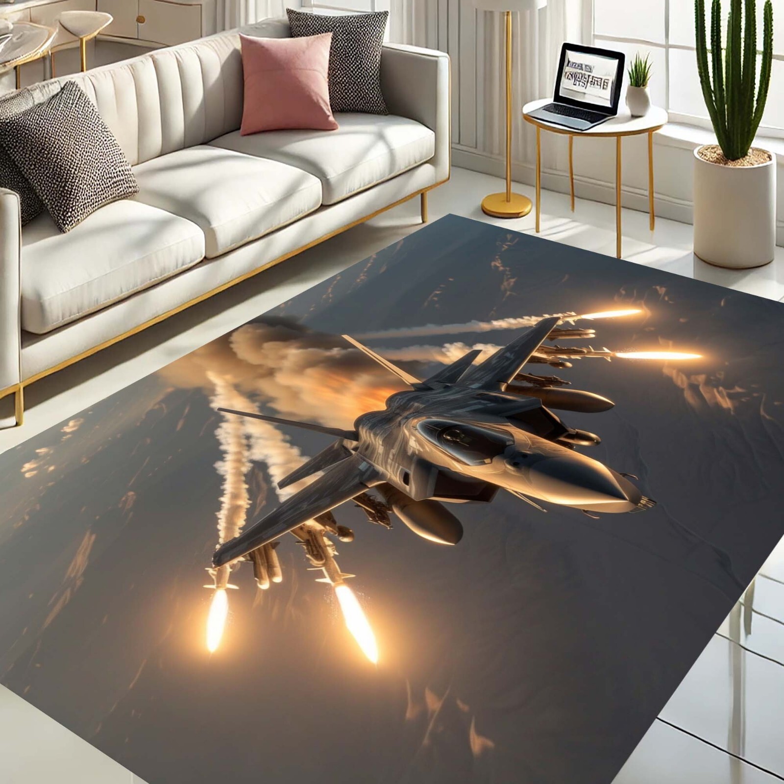 Fighter Jet Rug, Military Carpet, War Plane Decor, Boys Room Rug, Air Force Them