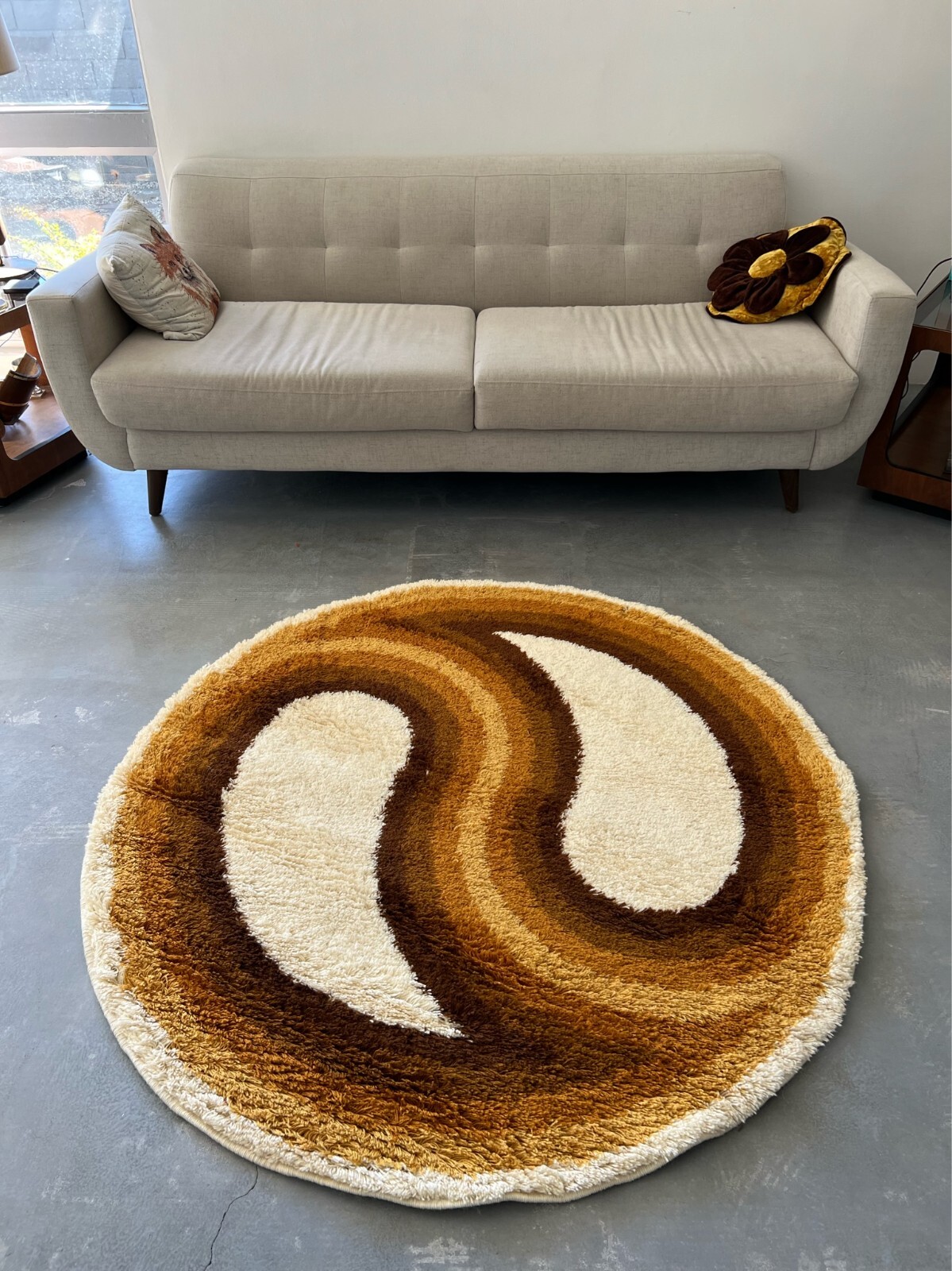 1960’s EKSPORT WILTON UNUSED Yin & Yan Rya Danish Rug Wool Mid Century Modern