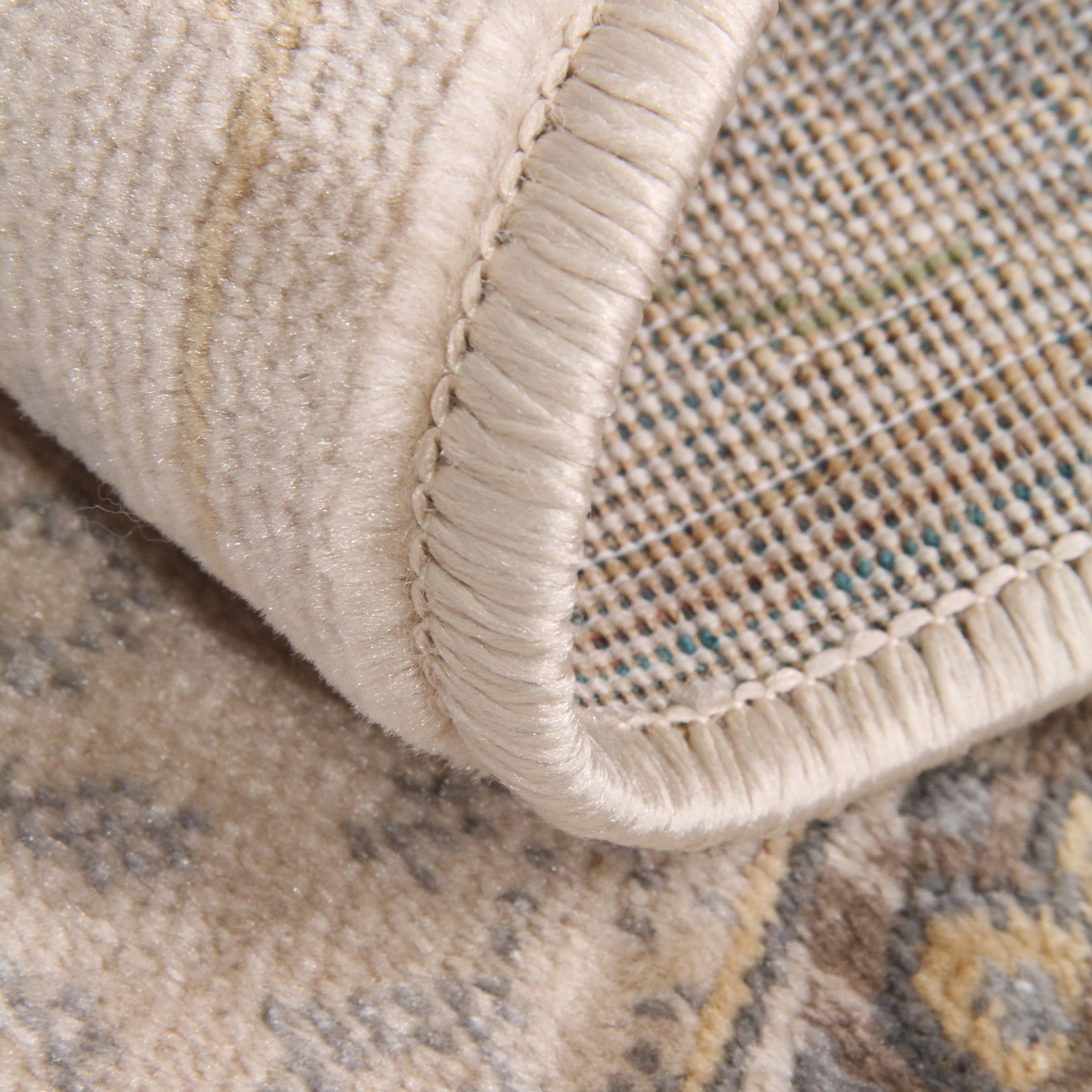 Traditional Indoor Textured Medallion Runner and Area Rug Rug with Jute Backing
