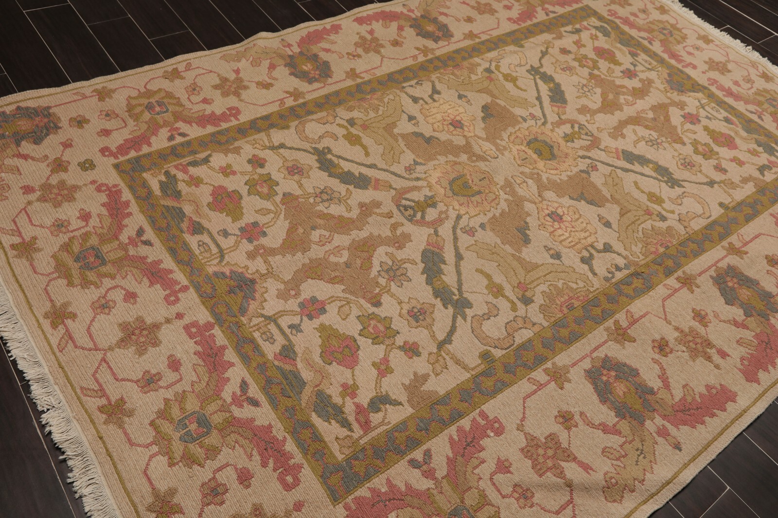 5’9″ x 8’9″ Hand Knotted Reversible Soumak 100% Wool Tibetan Area Rug 6×9 Tan