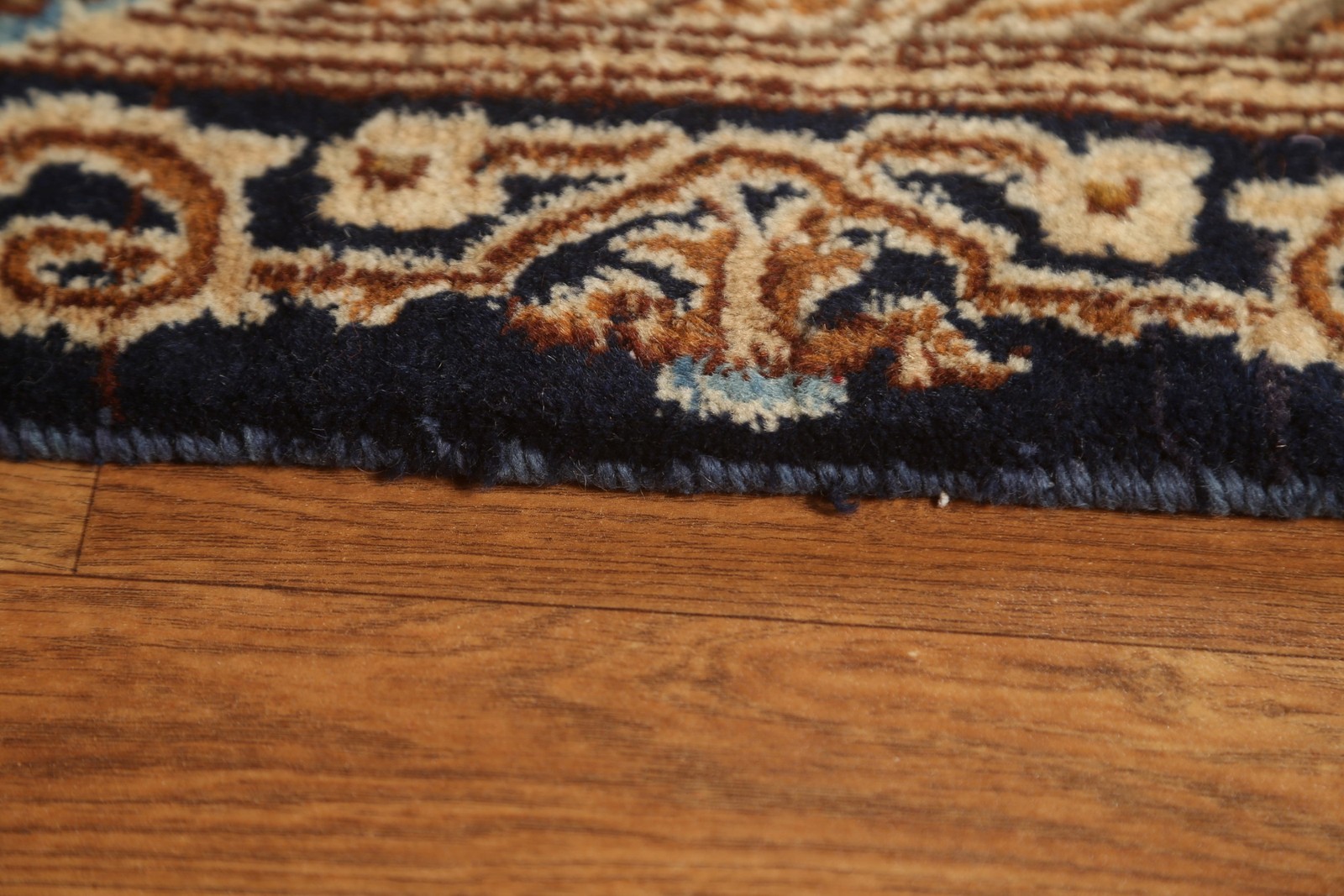 Palace Size Handmade Antique Rug 13×16 Medallion Navy Blue Wool Classic Carpet