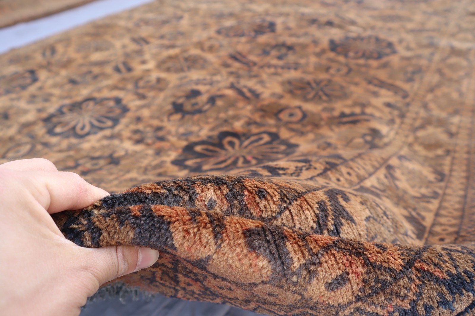 6’8×9’6 ft Handmade veg dye wool Terracotta Turkmen Oriental Rug-Living Room Rug