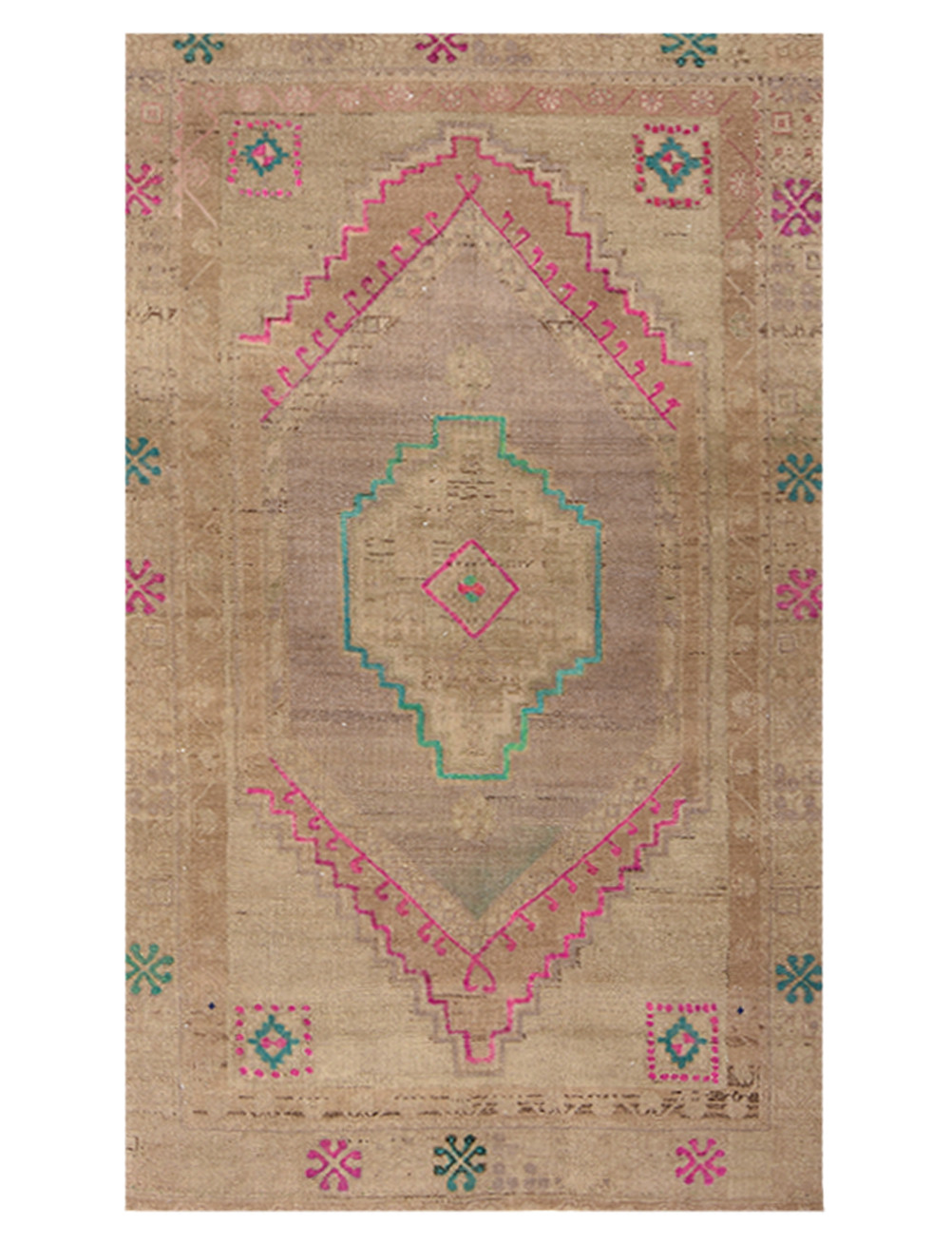 Vintage Turkish Rug 4×7 Beige Handmade Wool Anatolian Area Rug 1170