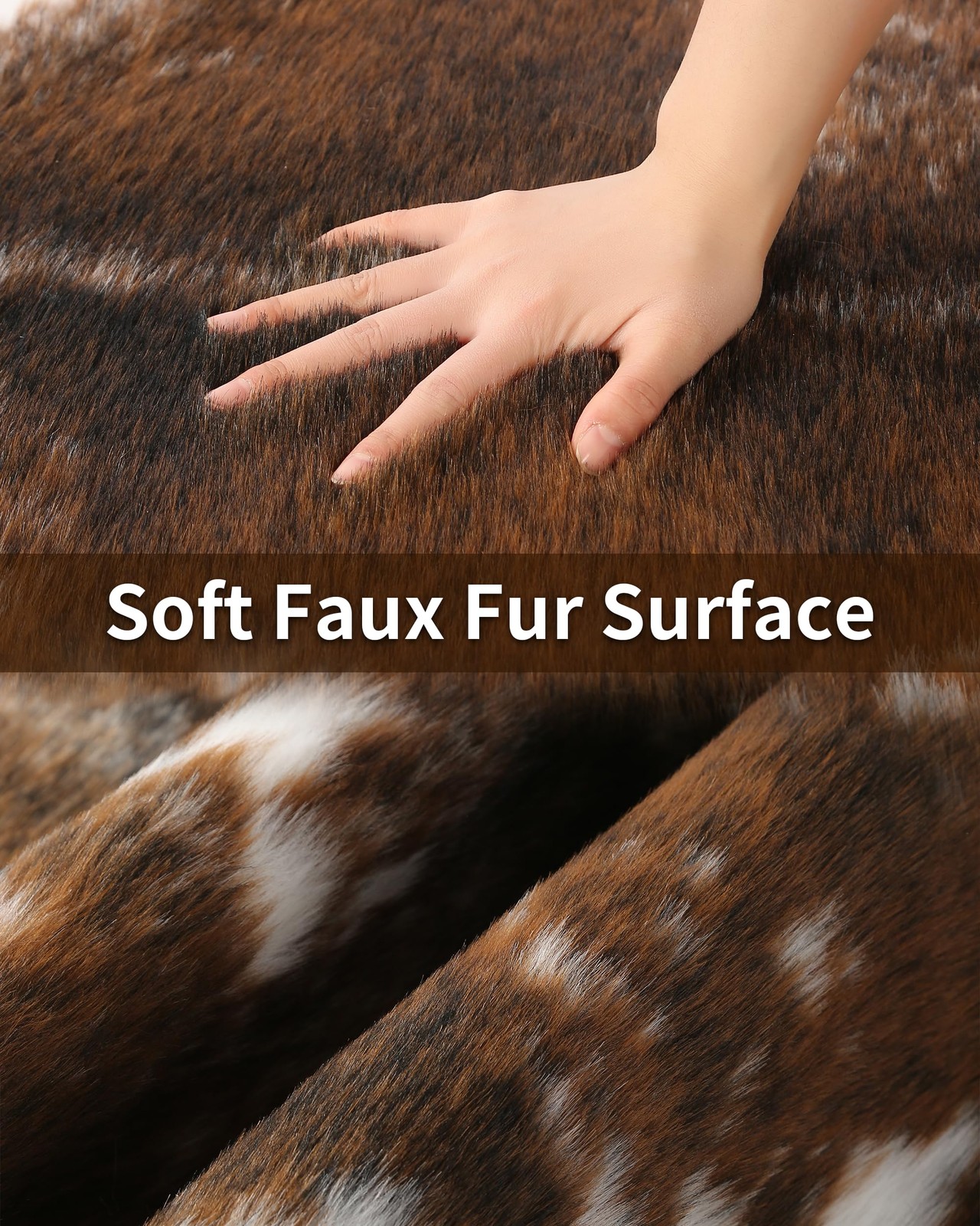 Kacvtuy Faux Fur Cowhide Rug Cow Print 4.6X5.2 Feet Rustic Western Decor Carpet