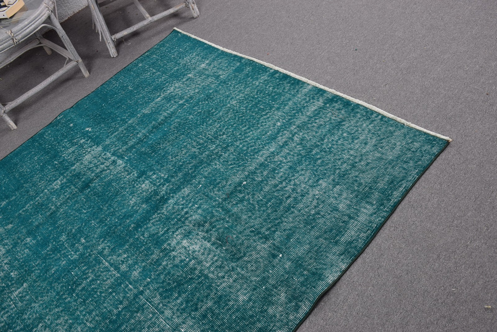 5,4×5,3 ft Area Vintage Turkish Rug, Blue Oriental Wool Rug